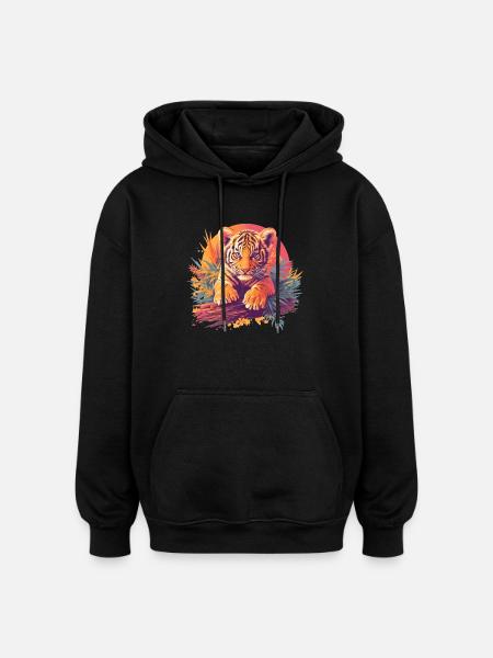 Tiger - Oversized Unisex Hoodie - black