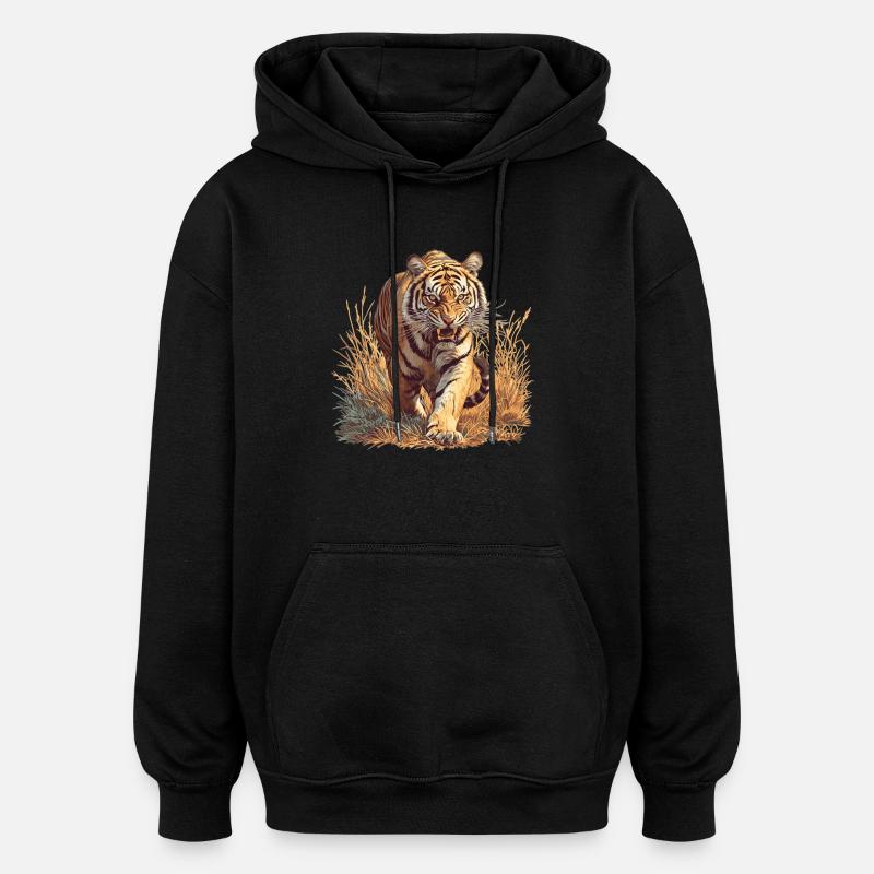 Tigre - Sweat à capuche oversize unisexe - noir