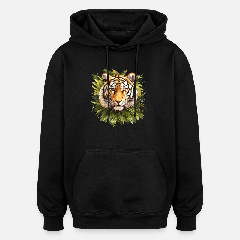 Tigre - Sweat à capuche oversize unisexe - noir