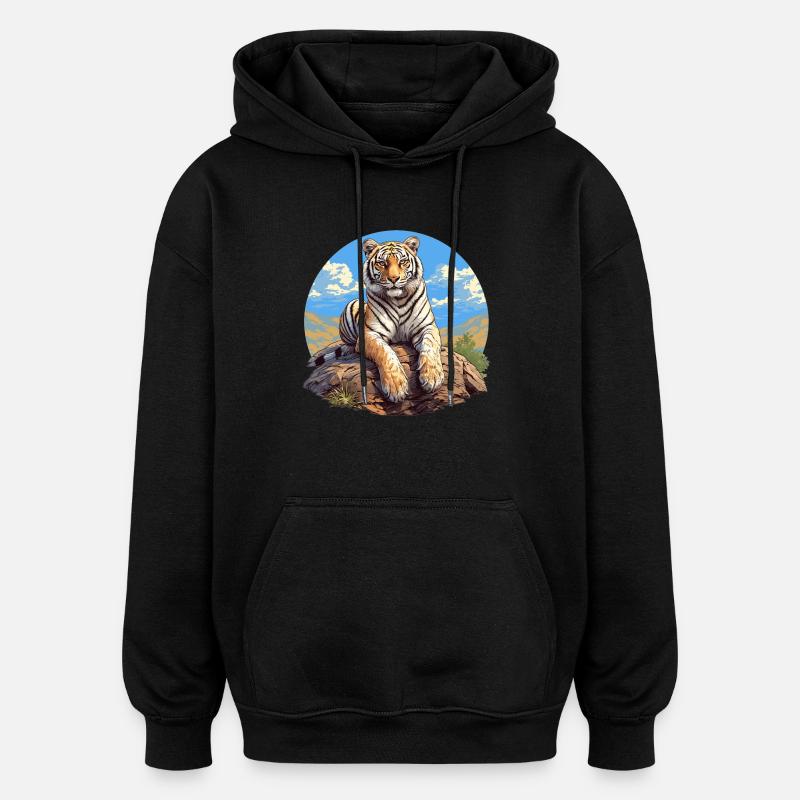 Tigre - Sweat à capuche oversize unisexe - noir