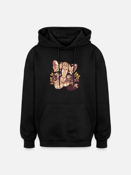 Clouded Leopard Nebelparder - Oversized Unisex Hoodie - black