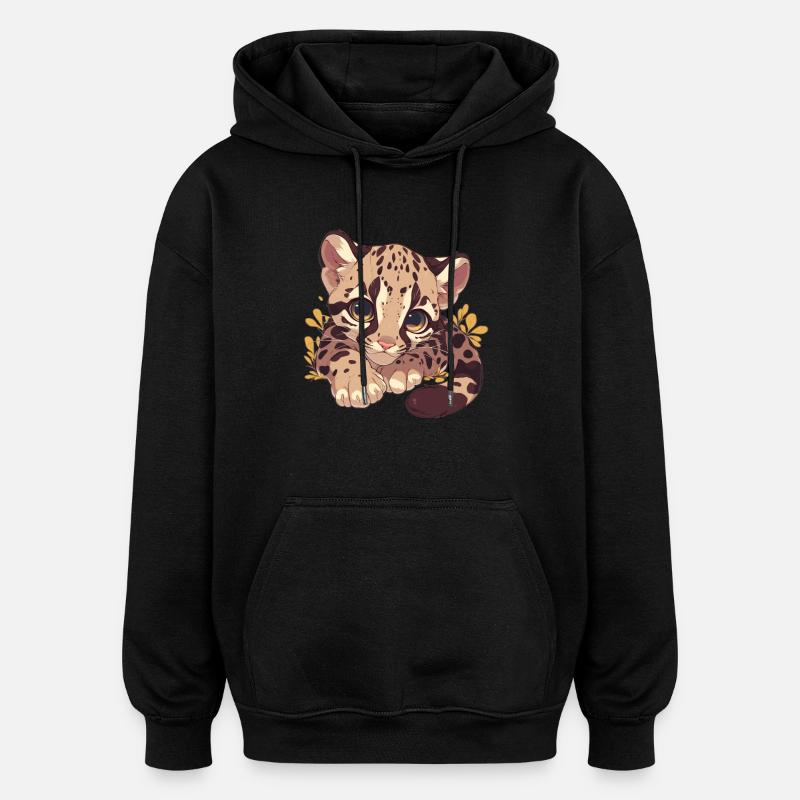Clouded Leopard Nebelparder - Oversized Unisex Hoodie - black