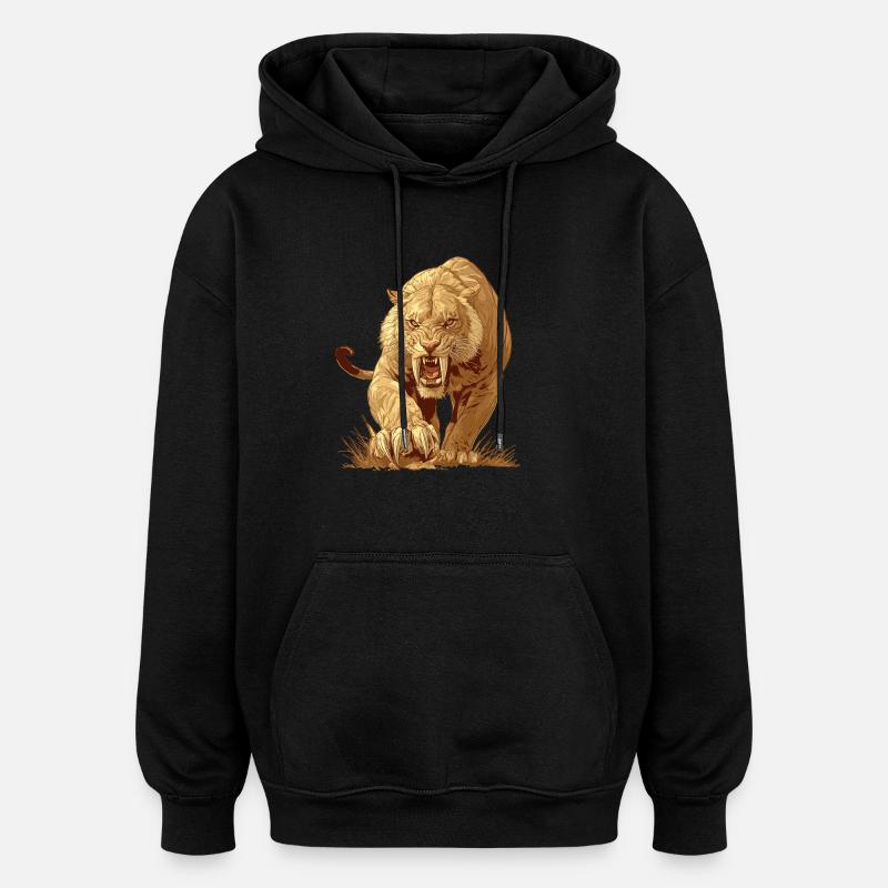 Saber-Toothed Tiger Sabertooth Tiger - Oversized Unisex Hoodie - black