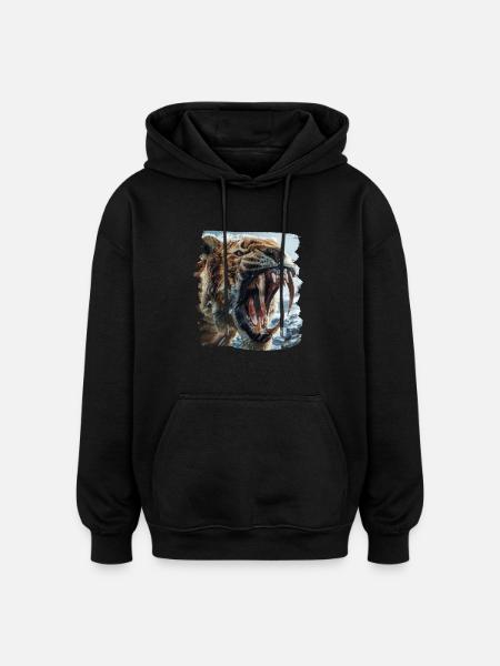 Saber-Toothed Tiger Sabertooth Tiger - Oversized Unisex Hoodie - black