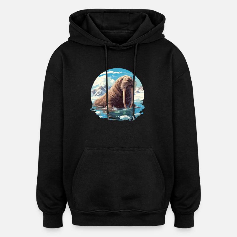 Walrus Walrosse Walross - Oversized Unisex Hoodie - black