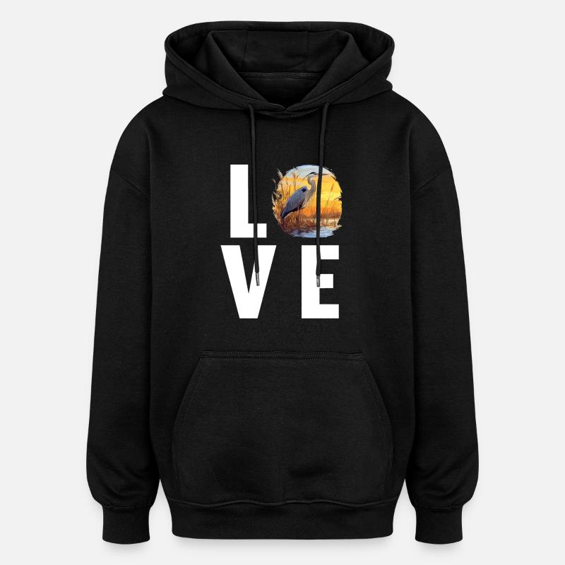Heron Reiher - Oversized Unisex Hoodie - black