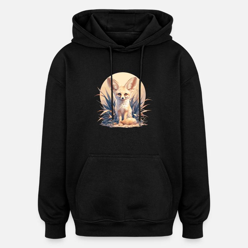 Fennec Fox Fenneks Fennek - Oversized Unisex Hoodie - Schwarz