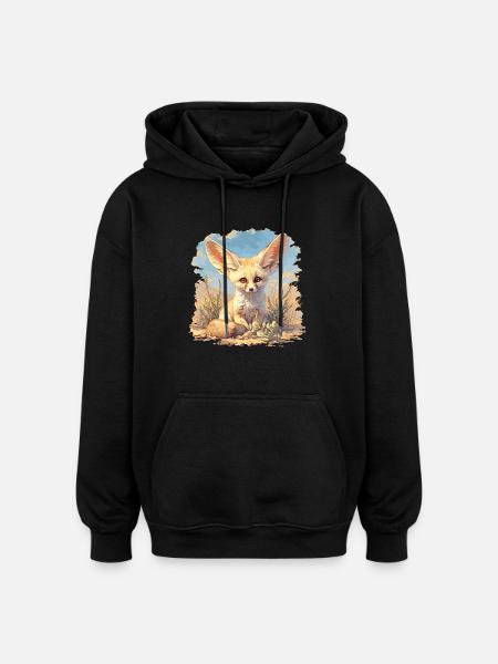 Fennec Fox Fenneks Fennek - Oversized Unisex Hoodie - black