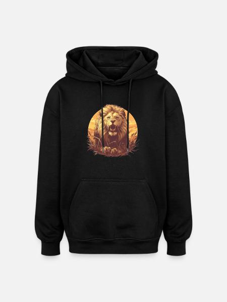 Lion Löwen Löwe - Oversized Unisex Hoodie - Schwarz