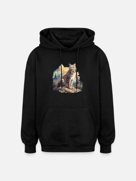 Lynx Luchse Luchs - Oversized Unisex Hoodie - Schwarz
