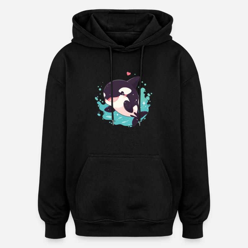 Orques Orques - Sweat à capuche oversize unisexe - noir
