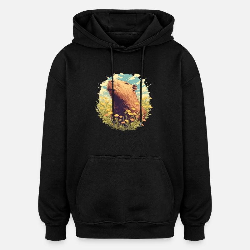 Capybaras Capybara - Sweat à capuche oversize unisexe - noir