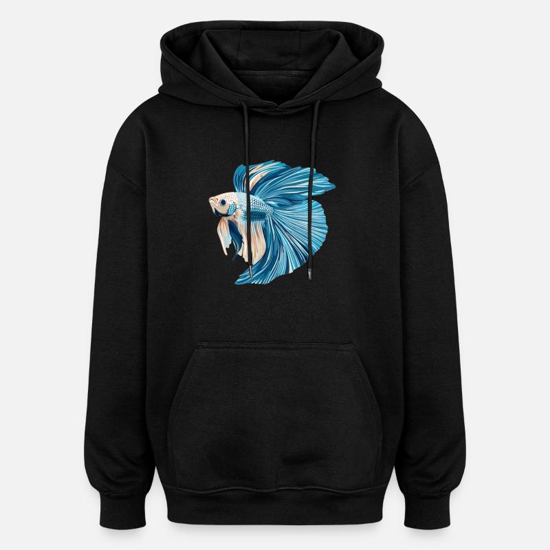 Bettas Betta Poisson Betta - Sweat à capuche oversize unisexe - noir