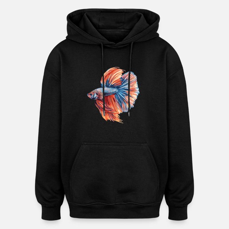 Bettas Betta Poisson Betta - Sweat à capuche oversize unisexe - noir