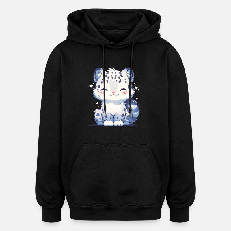 Snow Leopard Schneeleoparde Schneeleopard - Oversized Unisex Hoodie - black