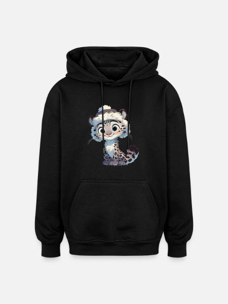 Snow Leopard Schneeleoparde Schneeleopard - Oversized Unisex Hoodie - black