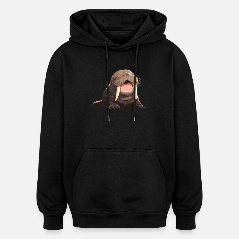 Morse Walrosse Walross - Sweat à capuche oversize unisexe - noir