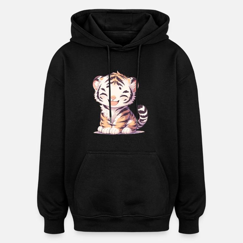 Tigre Gros Chat - Sweat à capuche oversize unisexe - noir
