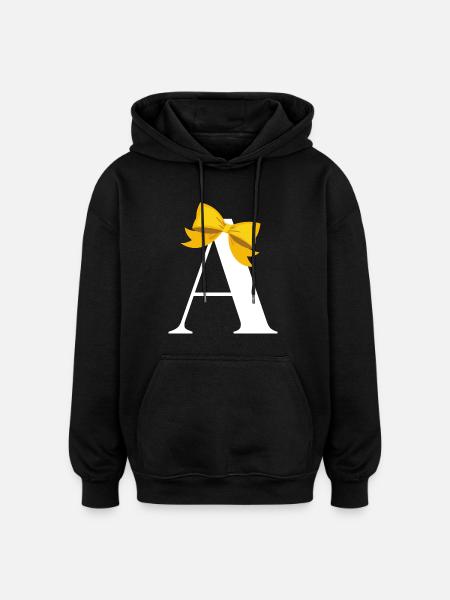 Yellow bow letter - Oversized Unisex Hoodie - black