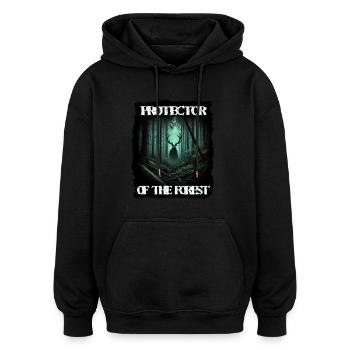 Leshy - Slavic protector of the forest - Oversized Unisex Hoodie - black - Front - Noah (186cm)