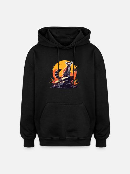 Lemuren Lemurs Lemur - Oversized Unisex Hoodie - black