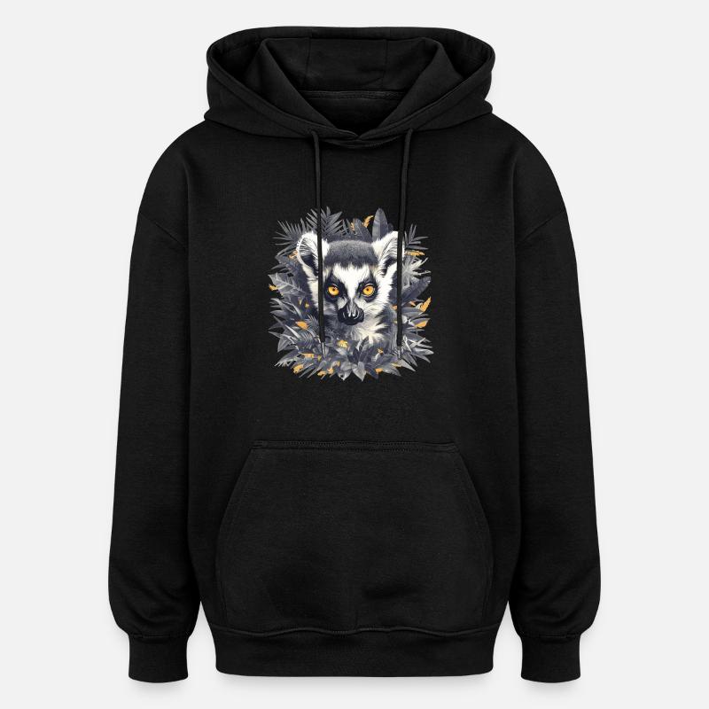 Lémuren Lémuriens Lémurien - Sweat à capuche oversize unisexe - noir