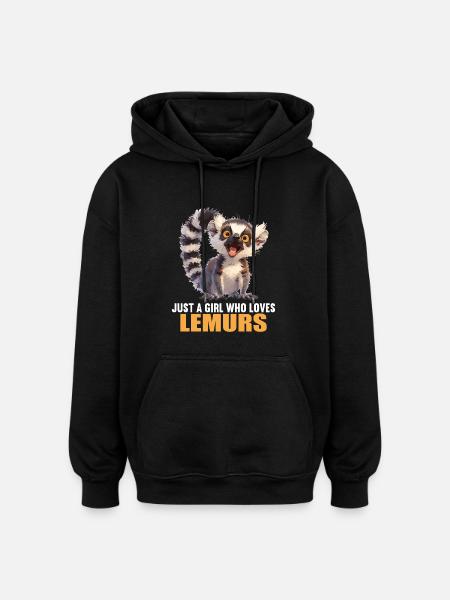 Lemuren Lemurs Lemur - Oversized Unisex Hoodie - black