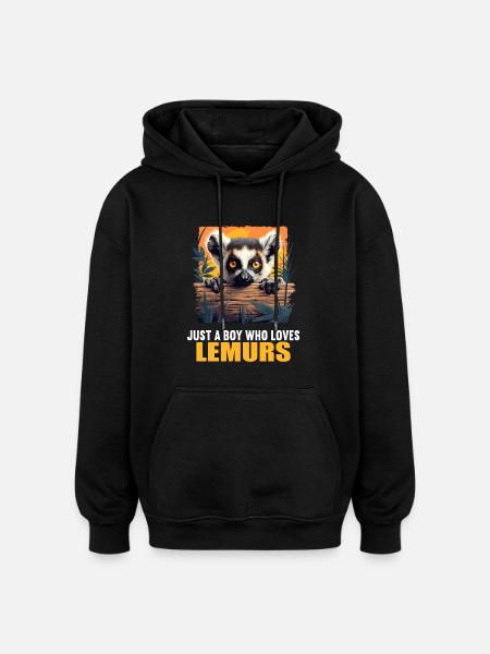 Lemuren Lemurs Lemur - Oversized Unisex Hoodie - black
