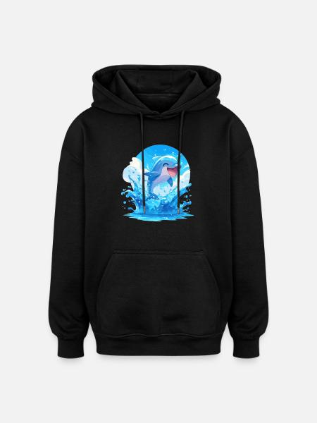 Dolphin Dolphins Dolphin - Oversized Unisex Hoodie - black