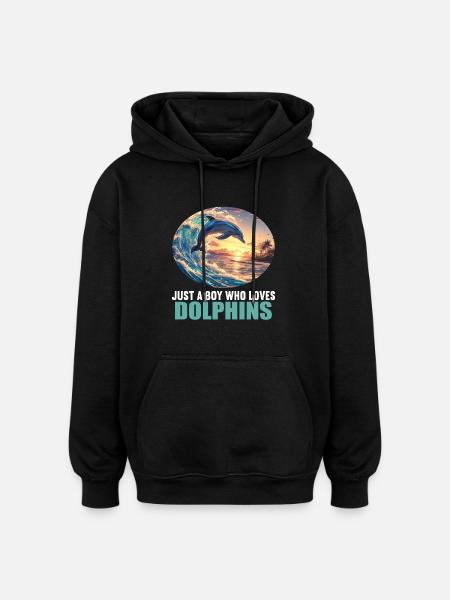 Dolphin Dolphins Dolphin - Oversized Unisex Hoodie - black