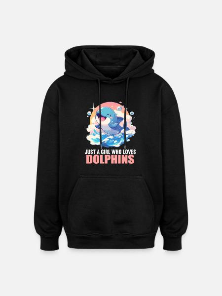 Dolphin Dolphins Dolphin - Oversized Unisex Hoodie - black