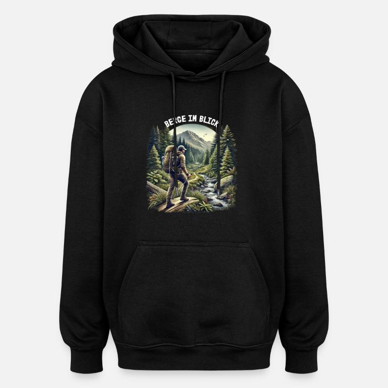 Berge im Blick - Oversized Unisex Hoodie - Schwarz