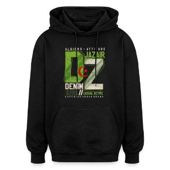 URBAN DZ - Sweat à capuche oversize unisexe - noir - Devant - Noah (186cm)
