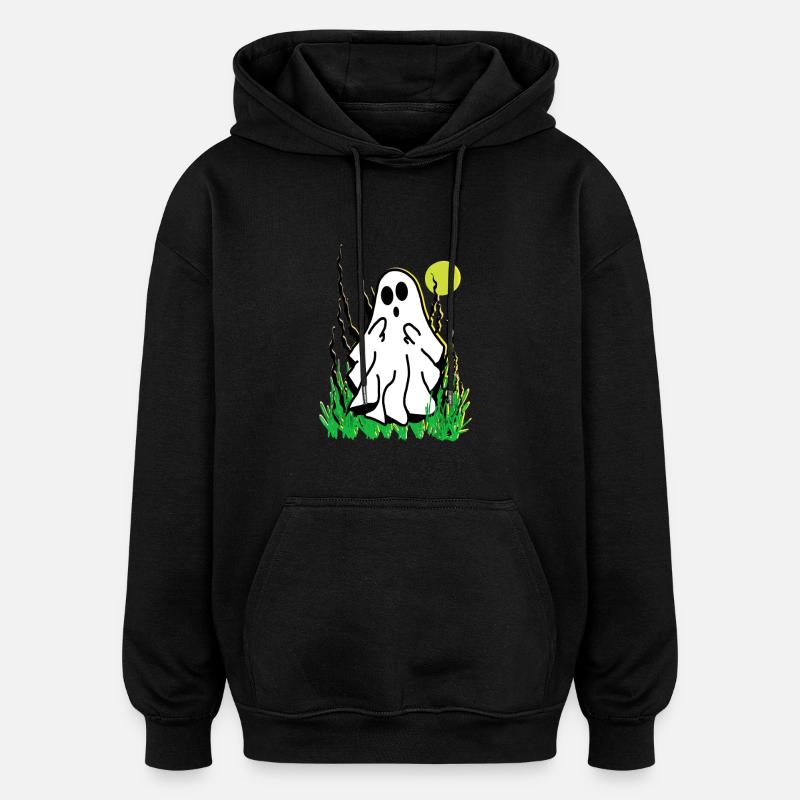 Petit fantôme blanc Halloween - Sweat à capuche oversize unisexe - noir