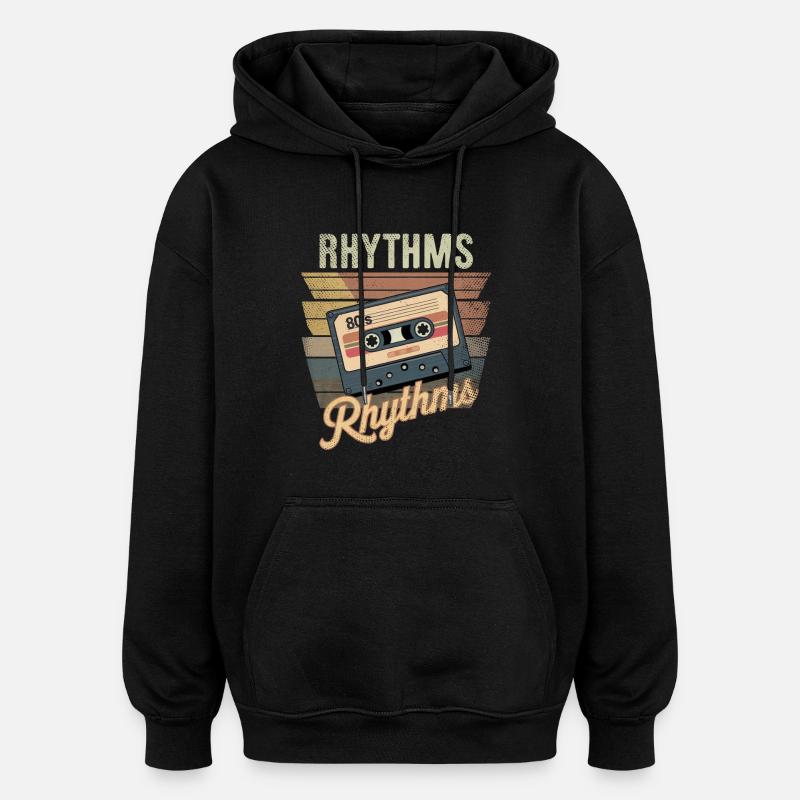 80's rhythm cassette - Oversized Unisex Hoodie - black