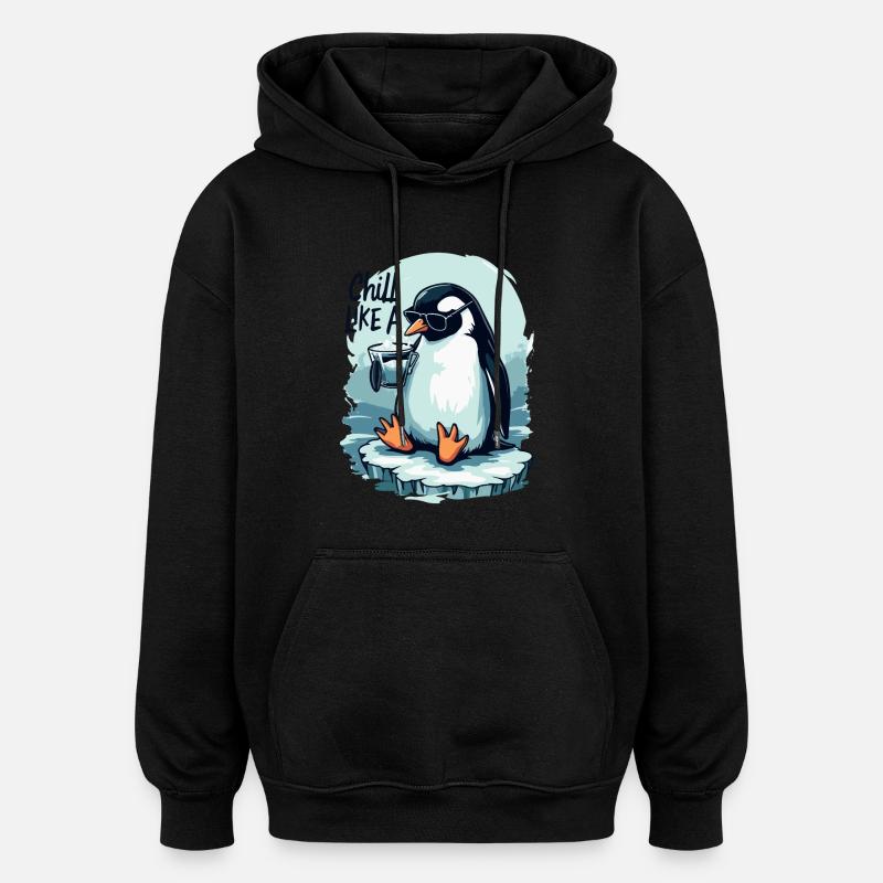 PINGOUIN - Sweat à capuche oversize unisexe - noir