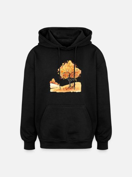 Herbst Eichhörnchen Autumn Squirrel - Oversized Unisex Hoodie - black