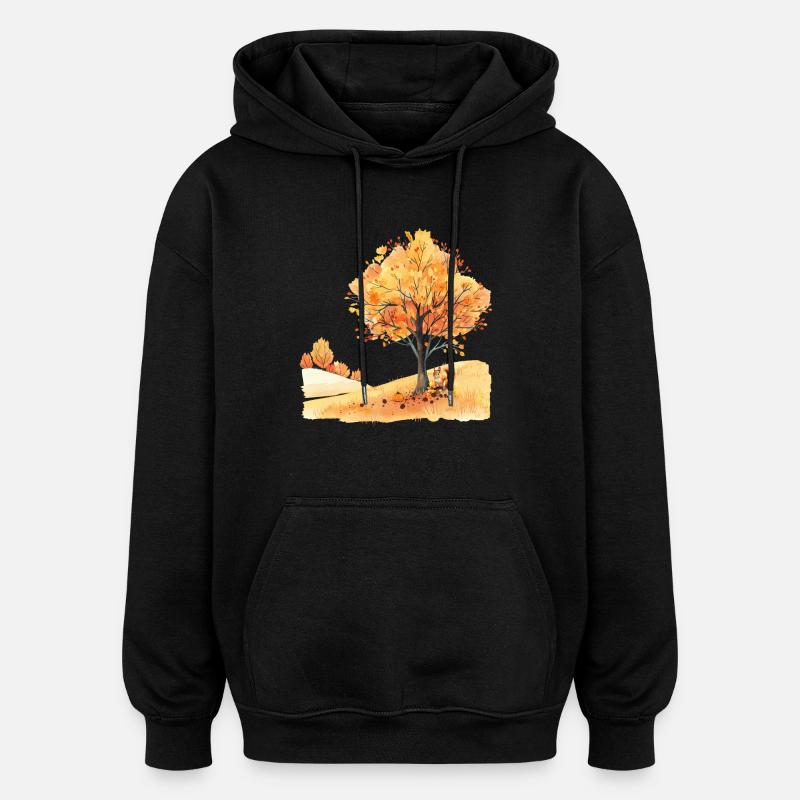 Herbst Eichhörnchen Écureuil d’automne - Sweat à capuche oversize unisexe - noir