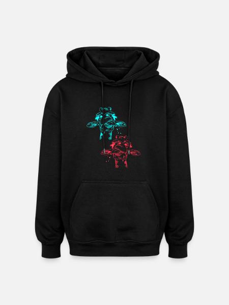 Giraffe Zoo Zoo Animals Giraffes - Oversized Unisex Hoodie - black