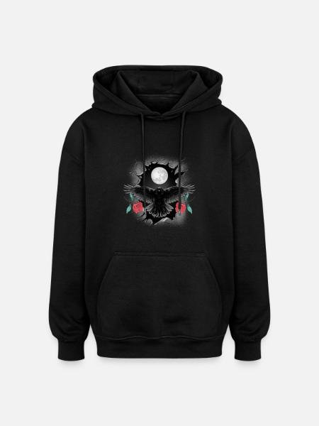Mystic Raven Crow Roses Halloween - Oversized Unisex Hoodie - black