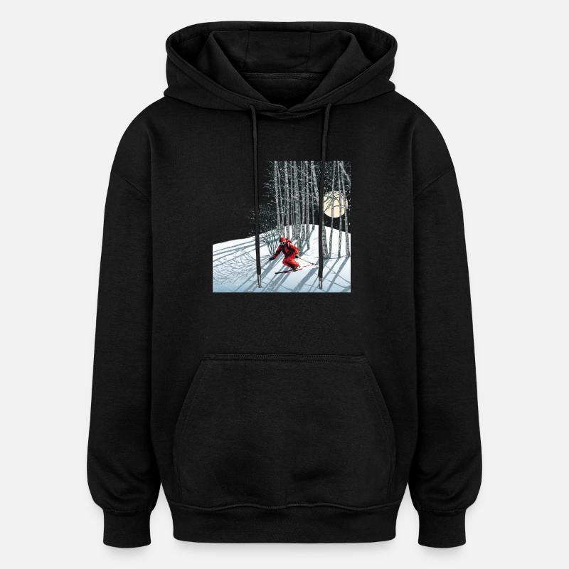 Nachtskifahren Night Skiing - Oversized Unisex Hoodie - black