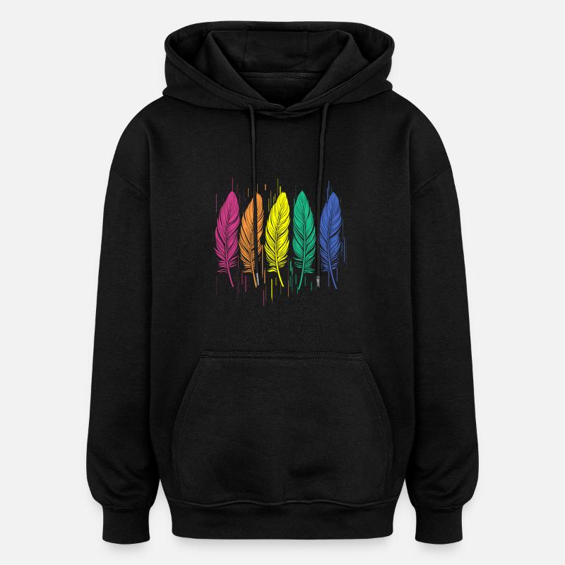 FEATHERS - Oversized Unisex Hoodie - black