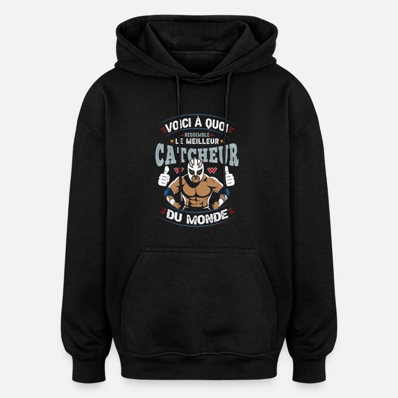 Catch - Catcheur Masqué - Sweat à capuche oversize unisexe - noir