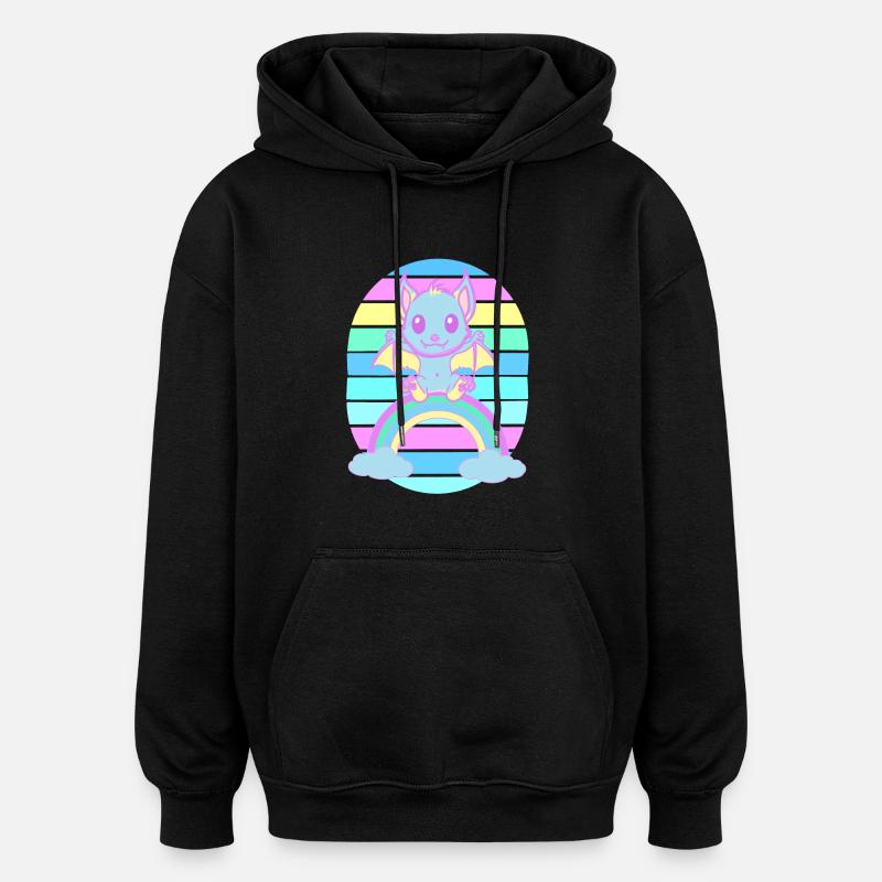 Bébé Chauve-souris arc-en-ciel Chauves-souris Enfants - Sweat à capuche oversize unisexe - noir