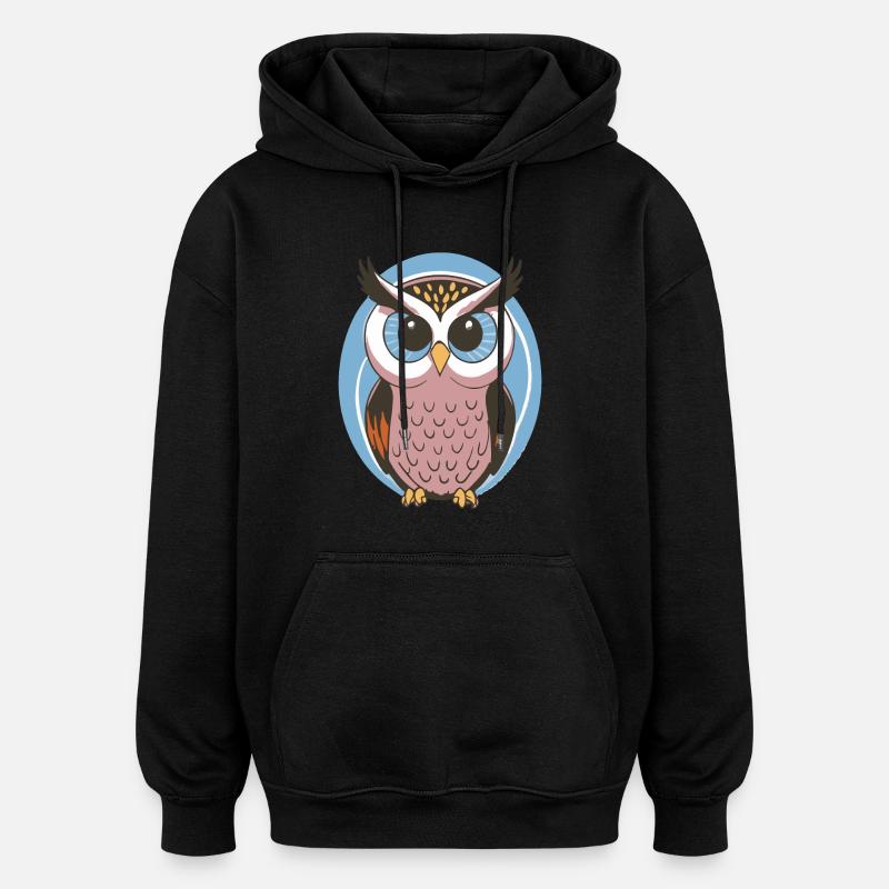 HIBOU MIGNON - Sweat à capuche oversize unisexe - noir