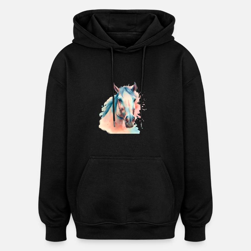 Pferd Pferde Pferdekopf - Oversized Unisex Hoodie - Schwarz