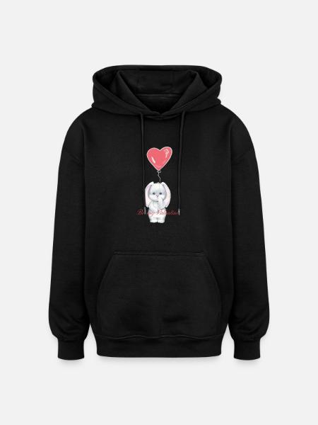 be my valentine - Oversized Unisex Hoodie - black