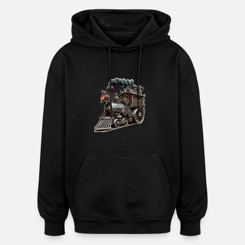 VIEUX TRAIN - Sweat à capuche oversize unisexe - noir