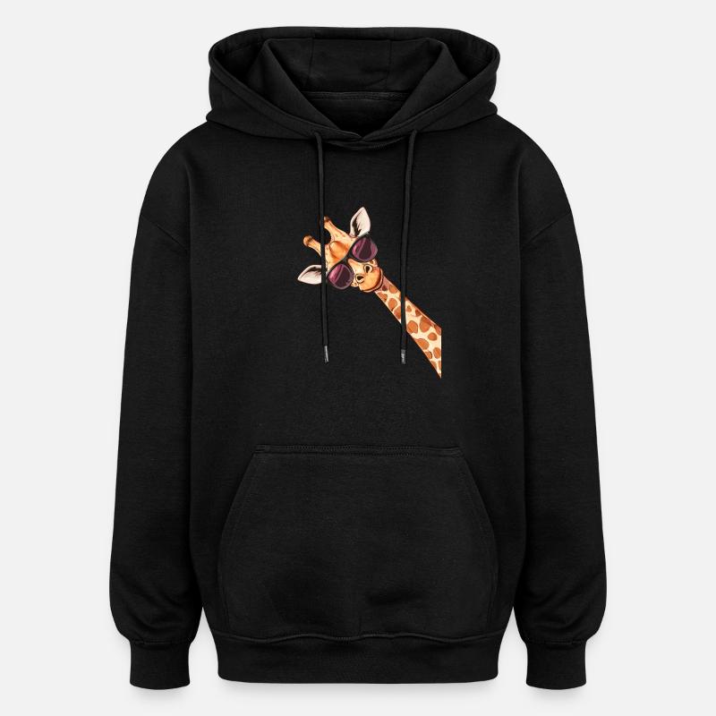 Funny Giraffe Sunglasses - Oversized Unisex Hoodie - black