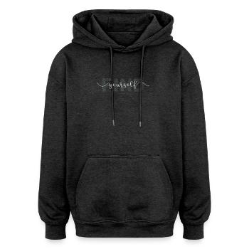Finde dich selbst Inspirierendes Zitat Find - Oversized Unisex Hoodie - Anthrazit - Vorne - Noah (186cm)